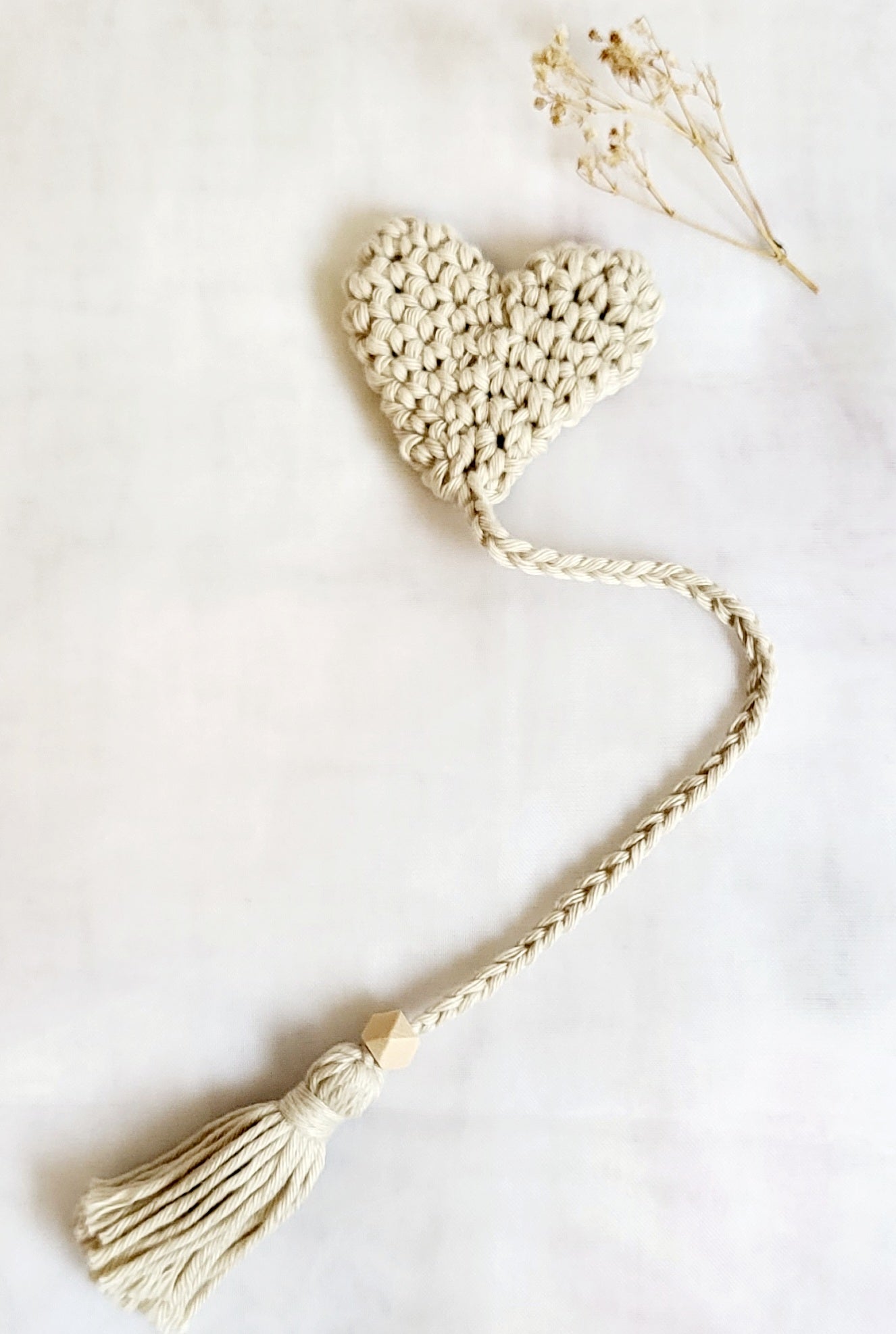 Crochet Heart Bookmark – Handmade Cotton Page Marker