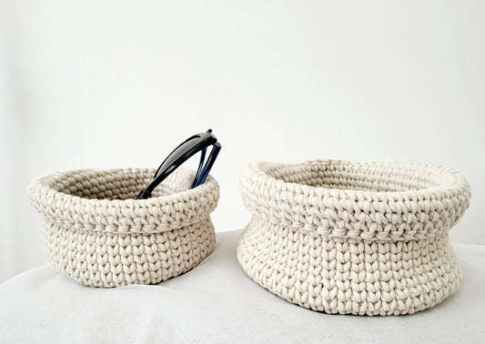 Set of 2 Hand-Crocheted Hanging Baskets - Made in Canada