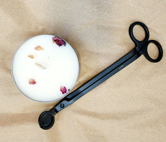 Soy Wax Tin Rose Candle &  Black Wick Trimmer Bundle