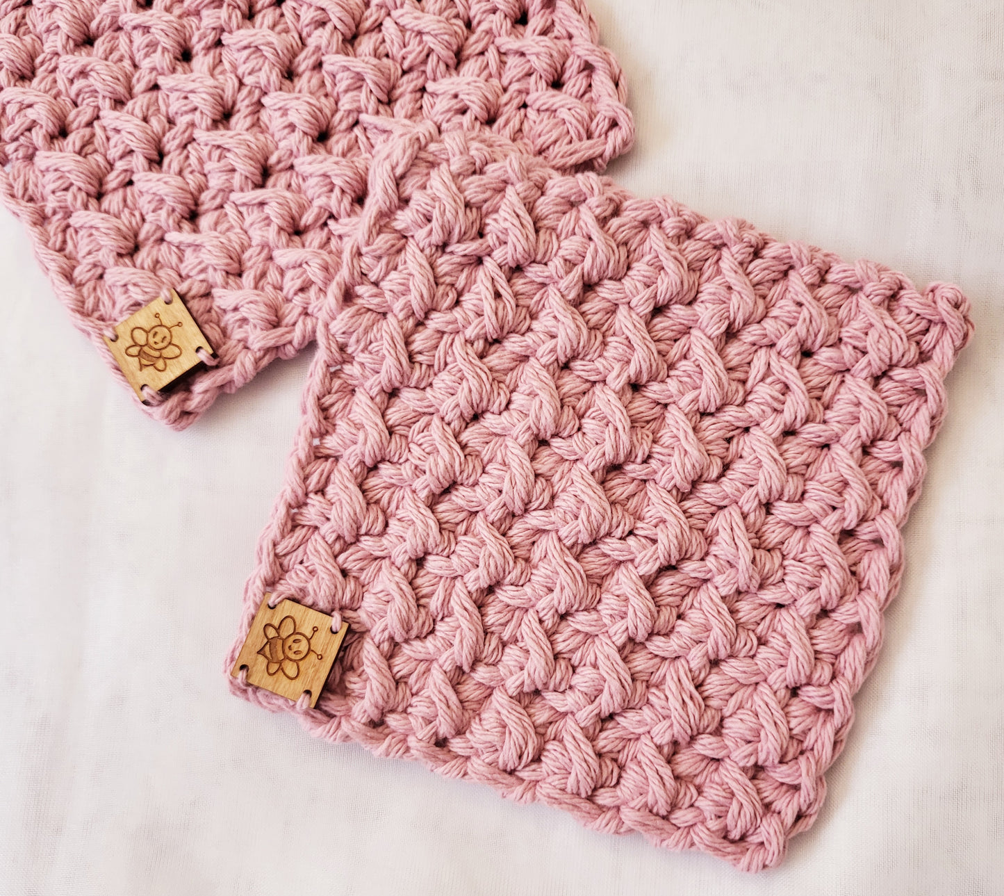 Set of Two Minimalist Crochet Coasters - 100% Cotton Yarn