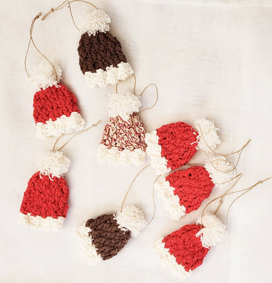 Crocheted Mini beanies - Christmas Decor - Made in Canada