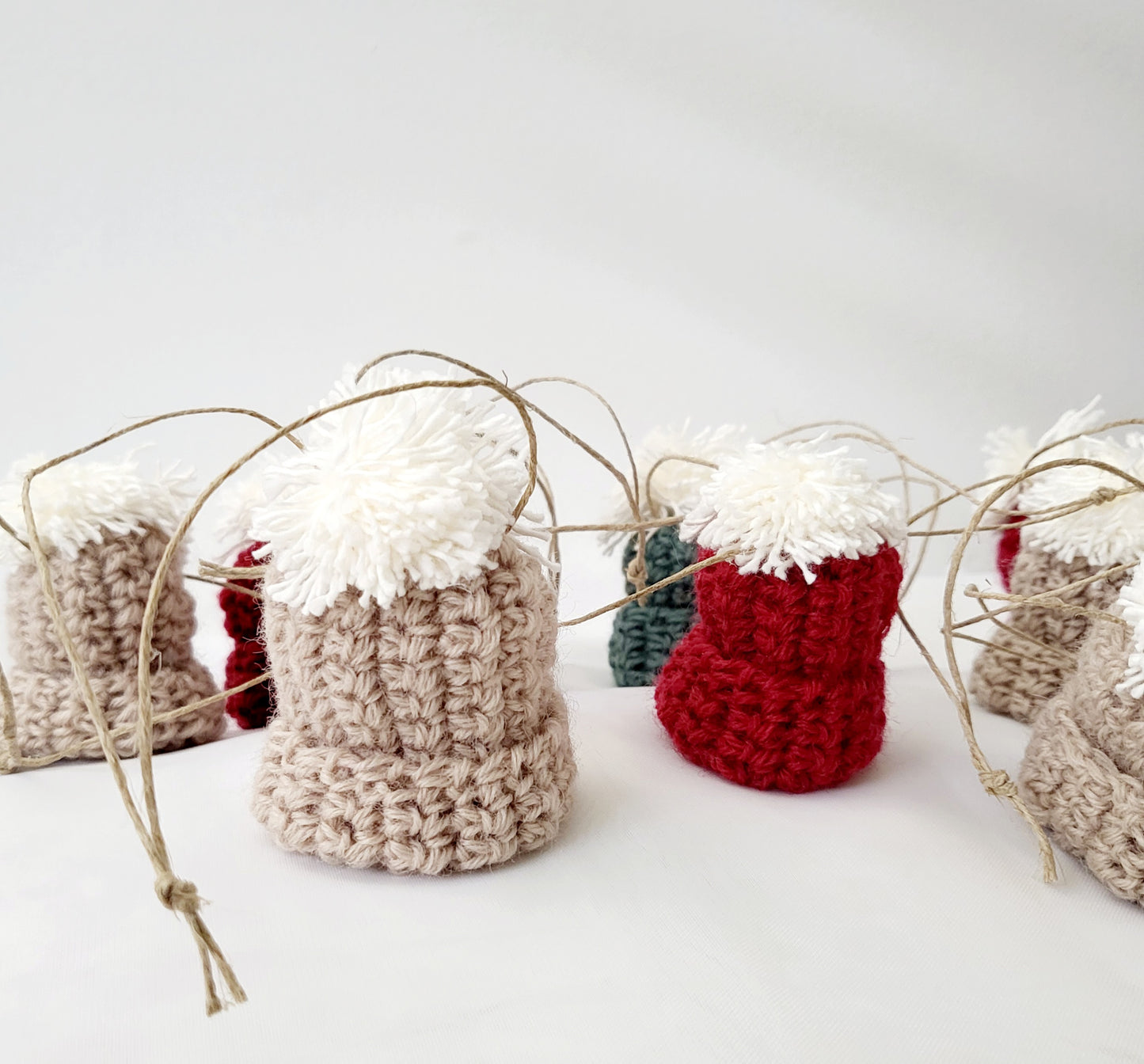 Christmas Decoration - Crocheted Mini Beanies - Made in Canada