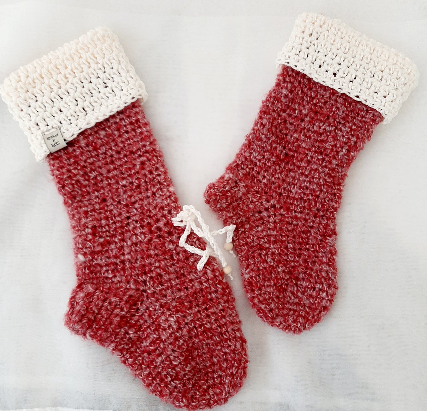 Crocheted Christmas Stockings - Set of 2 Stockings - Rustic Christmas Decor