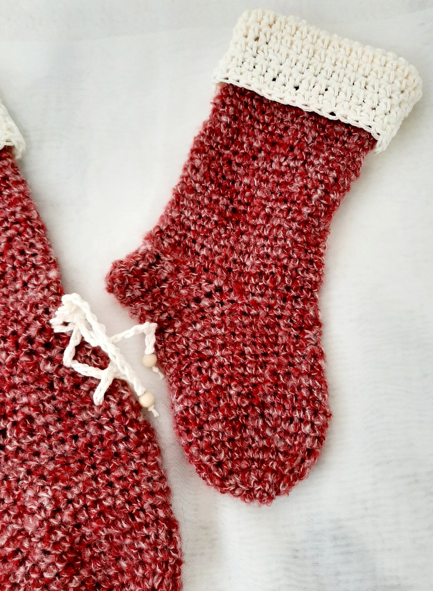 Crocheted Christmas Stockings - Set of 2 Stockings - Rustic Christmas Decor