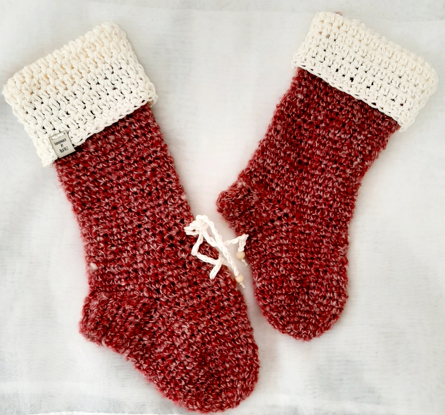 Crocheted Christmas Stockings - Set of 2 Stockings - Rustic Christmas Decor